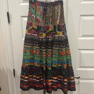 TravelSmith Maxi Skirt Colorful Boho Cotton Layered Size Medium